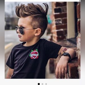 Kids Black T-Shirt with Mom Tattoo Design